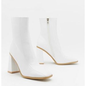 Faux Patent Ankle Booties